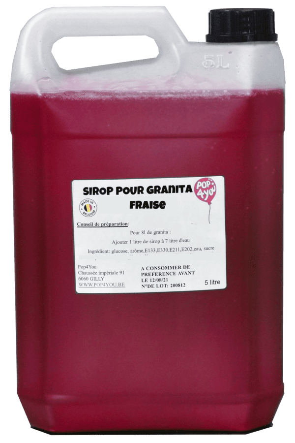 Sirop pour granita FRAISE prêt à l'emploi 5 litres